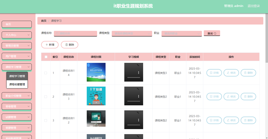 职业生涯规划系统模板截图