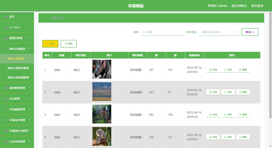环保网站的设计与实现模板截图